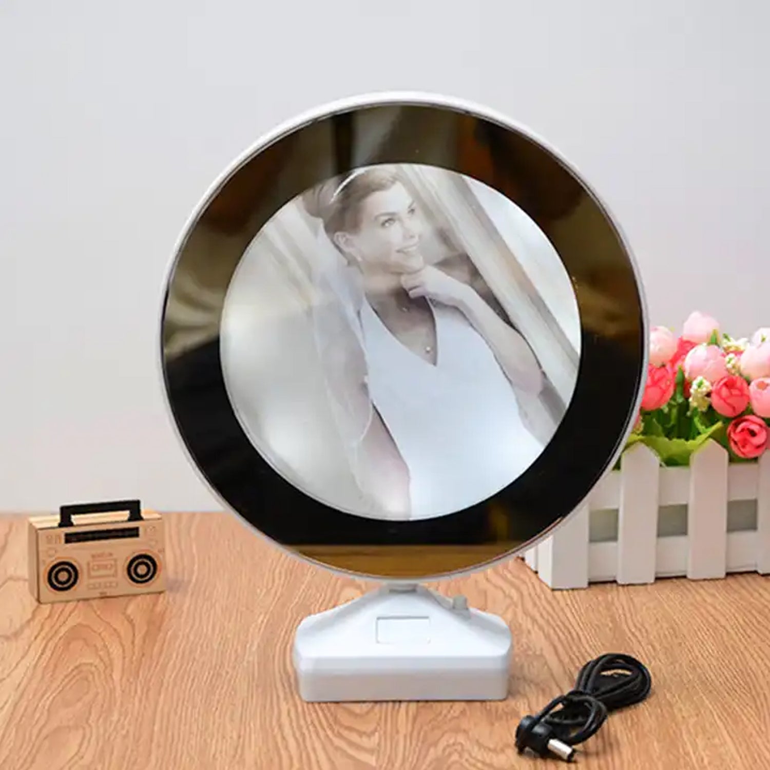 Plastic 2 in 1 Mirror Come Photo Frame with Led Light Plastic 2 in 1 Mirror Come Photo Frame with Led Light